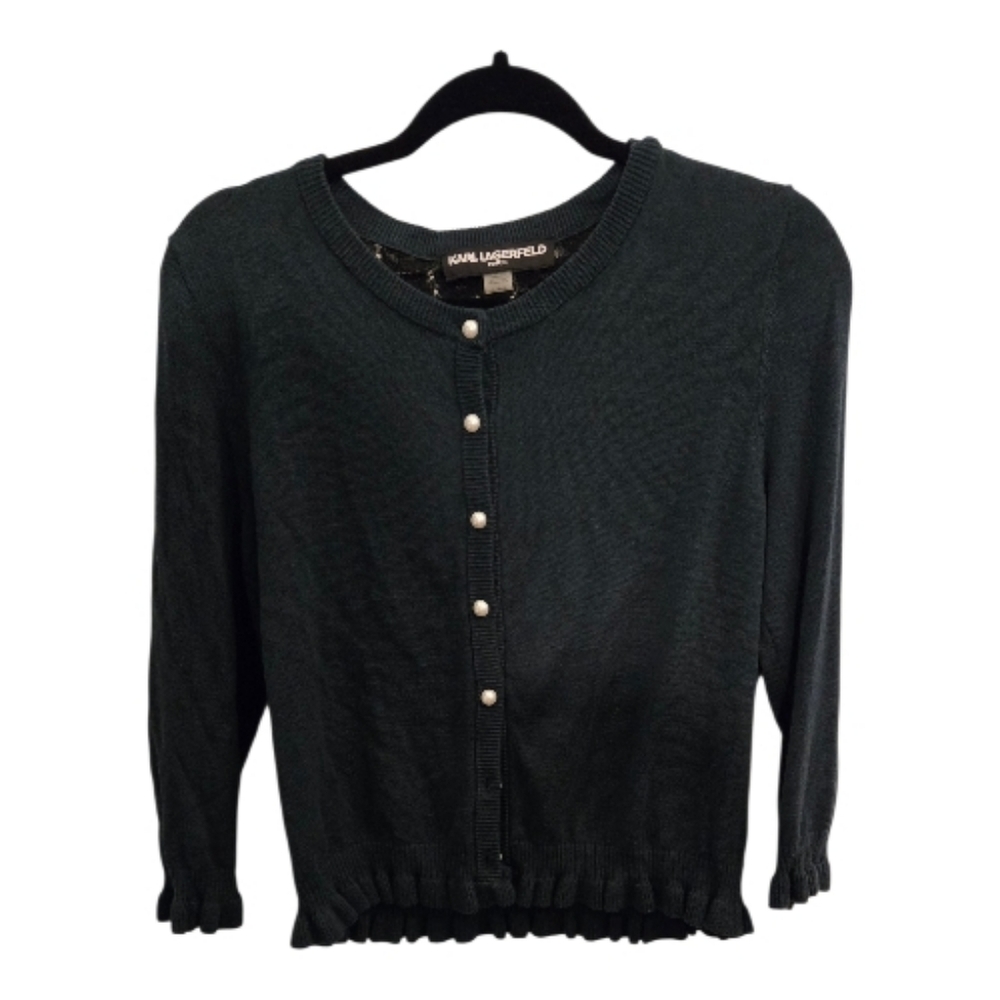 Karl Lagerfeld Paris Deep Forest Green With Faux Pearl Buttons Sz M